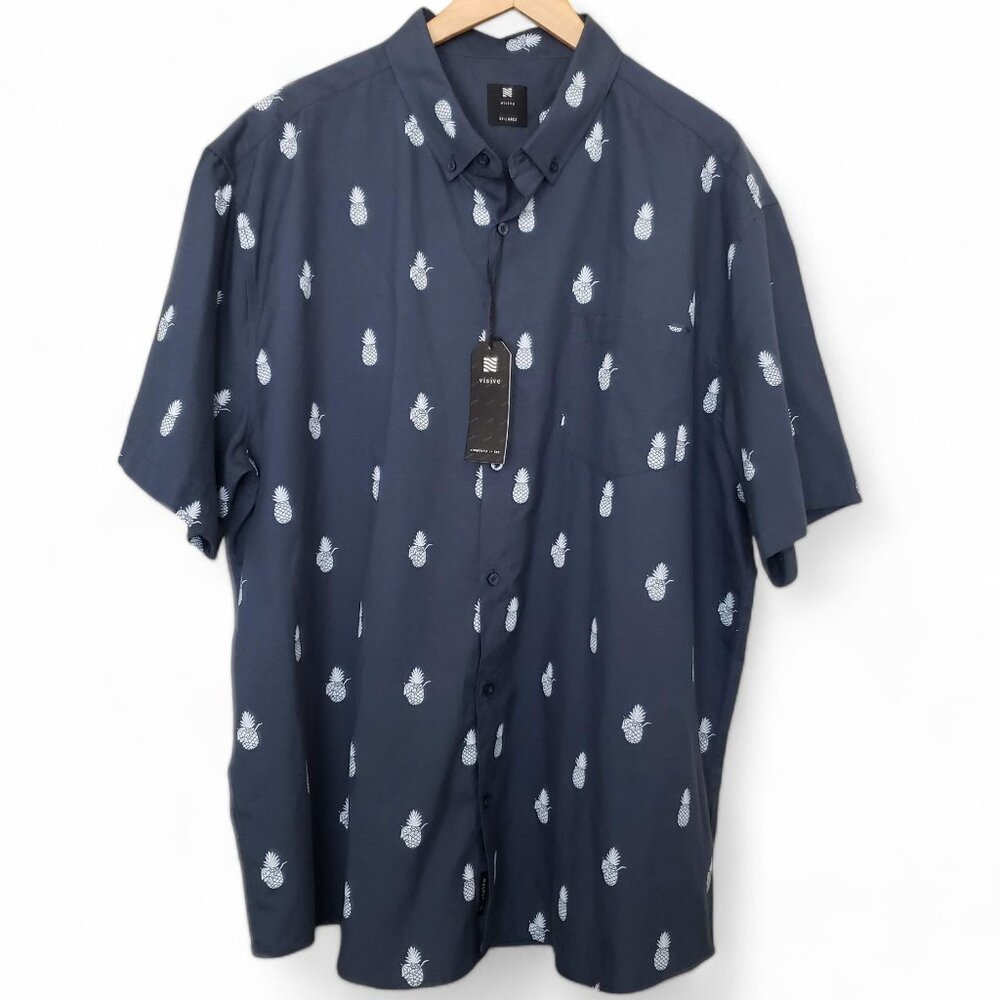 NWT Visive Pineapple Shirt Men's Short Sleeve Button Up Resort Party Casual 3XL